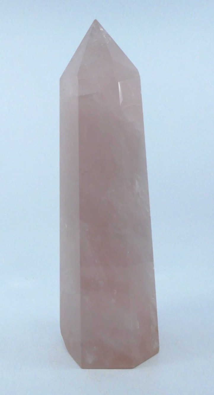 9" Natural Rose Quartz Crystal Obelisk Tower Wand Over 3 Pounds